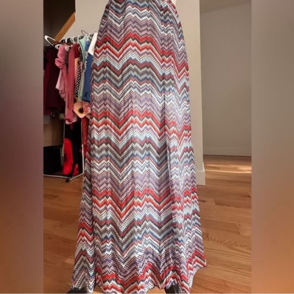 Missoni Style Chevron Print A-Line Maxi Skirt